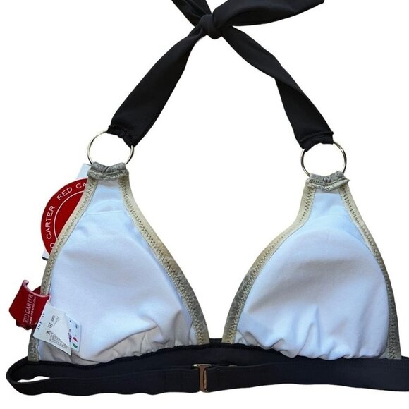 Red Carter Crocodile Print Bikini Top With Halter Tie & Gold Accents NWT Size XS - Picture 2 of 8